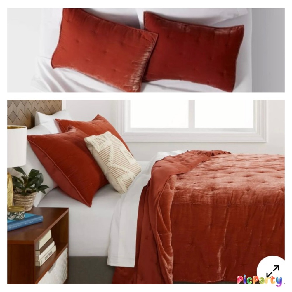 Gorgeous! Opalhouse Target Velvet Bronze  Bedding Quilt & 2 Shams Queen